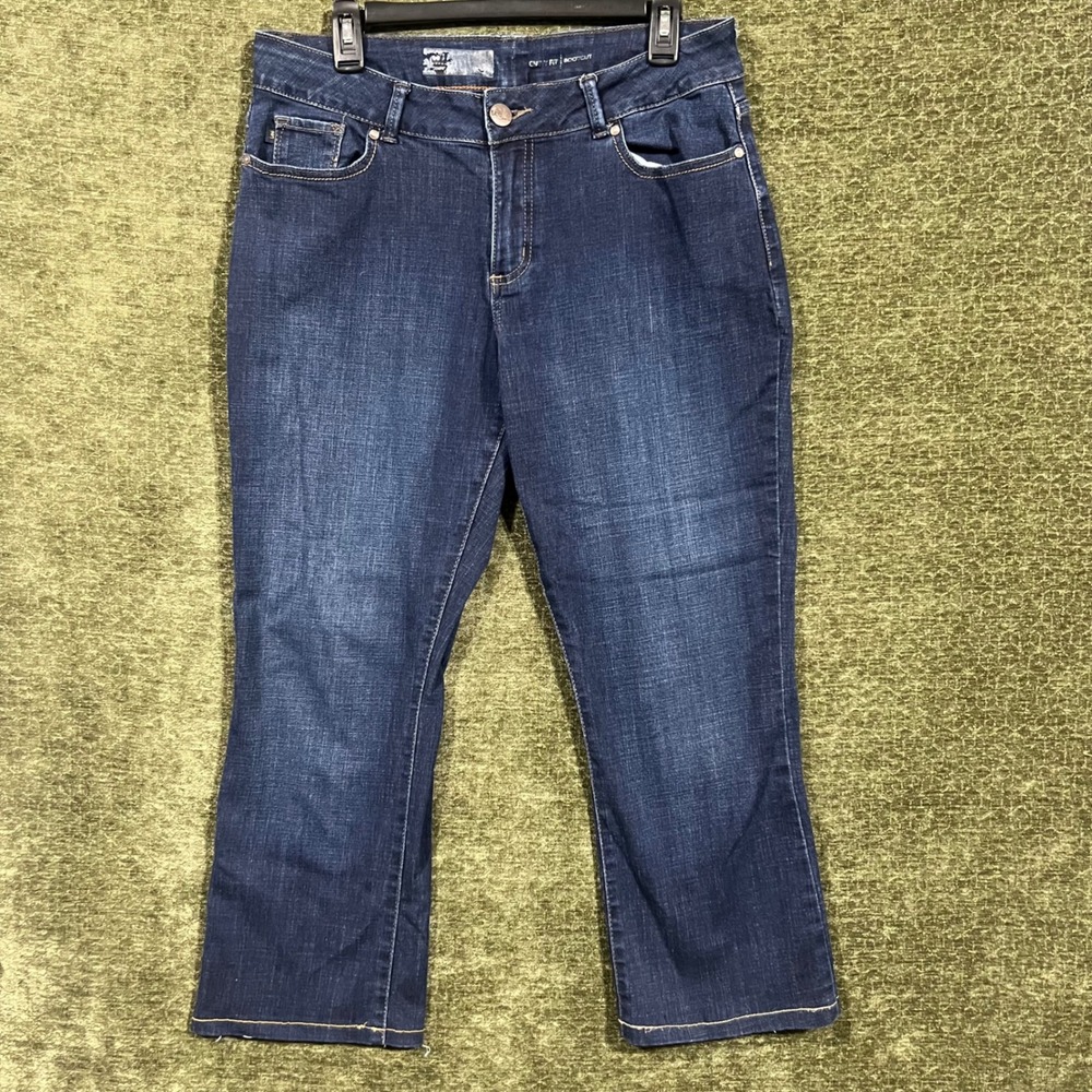 Lee Jeans Women 12 Medium Blue Curvy Fit Bootcut Dark Wash Denim Pants